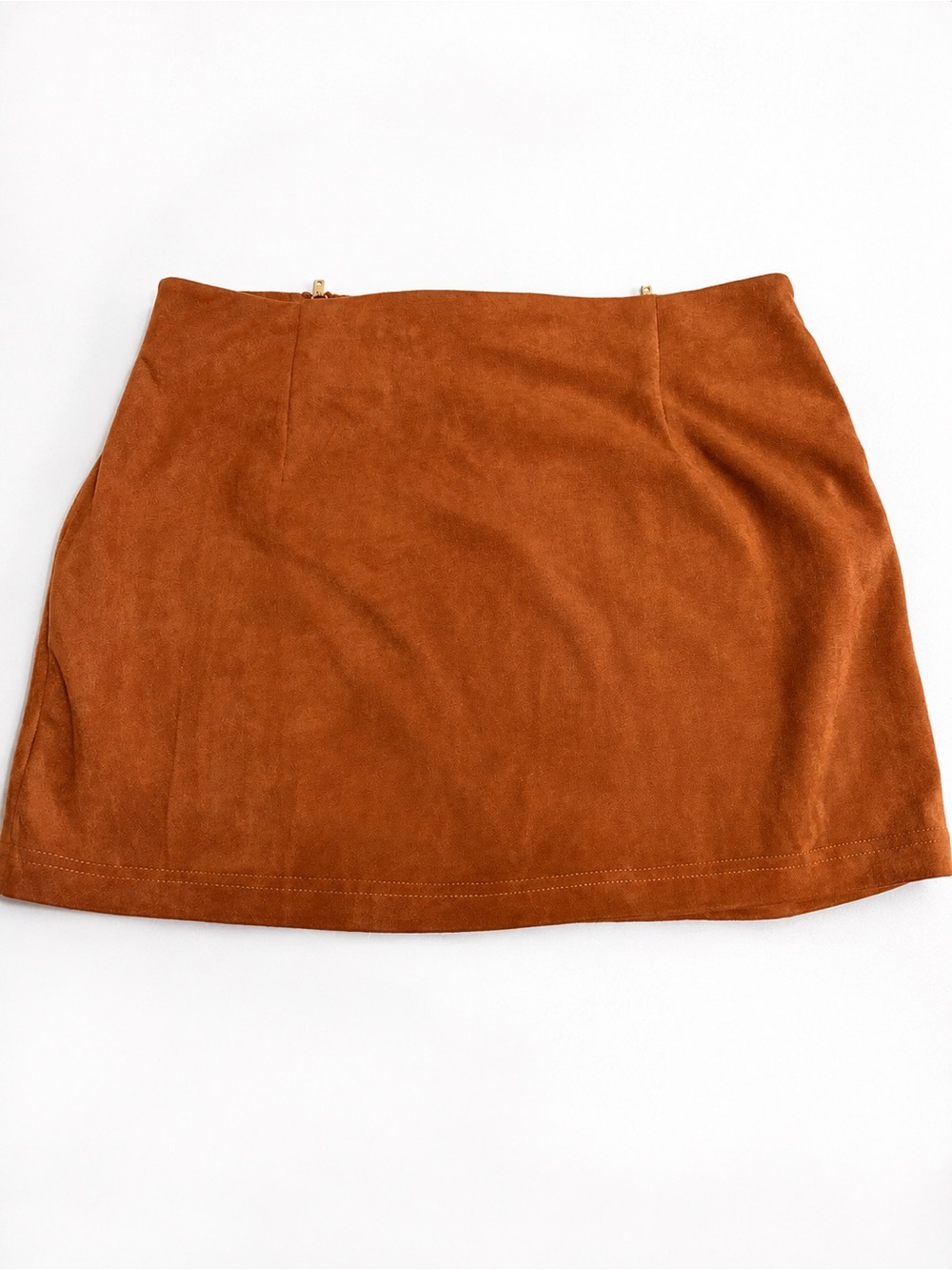 SHEIN Rust Brown Suede-Look Mini Skirt